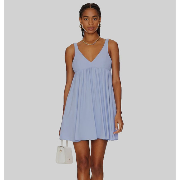 Amanda Uprichard x Revolve Eloise Dress English Lavender Mini Smocked Pockets M - Picture 1 of 16